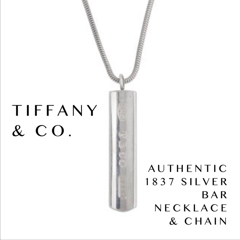 Tiffany & Co. 1837 sterling silver bar necklace & chain